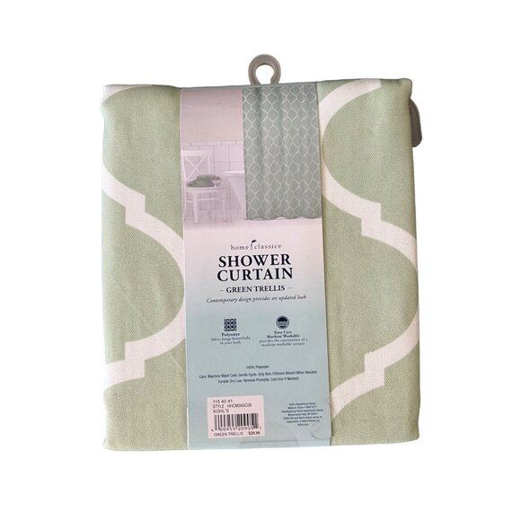 Green Trellis Diamond Pattern Shower Curtain - Picture 2 of 2